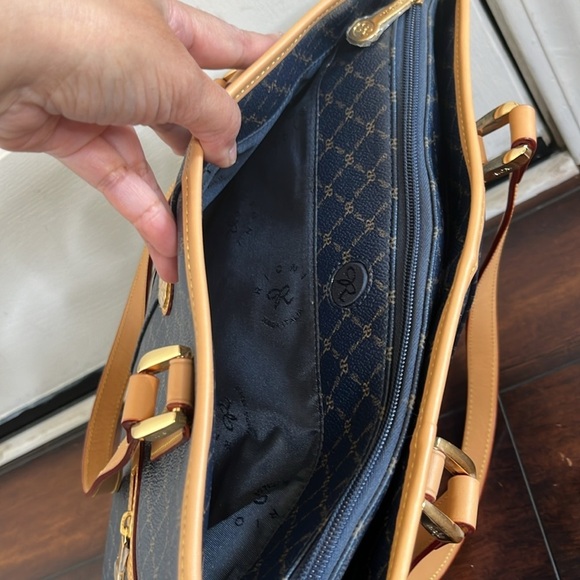 Rioni Moda Italia Signature Estate Tall Tote Shopper Monogram Coated Canvas New - Picture 10 of 15